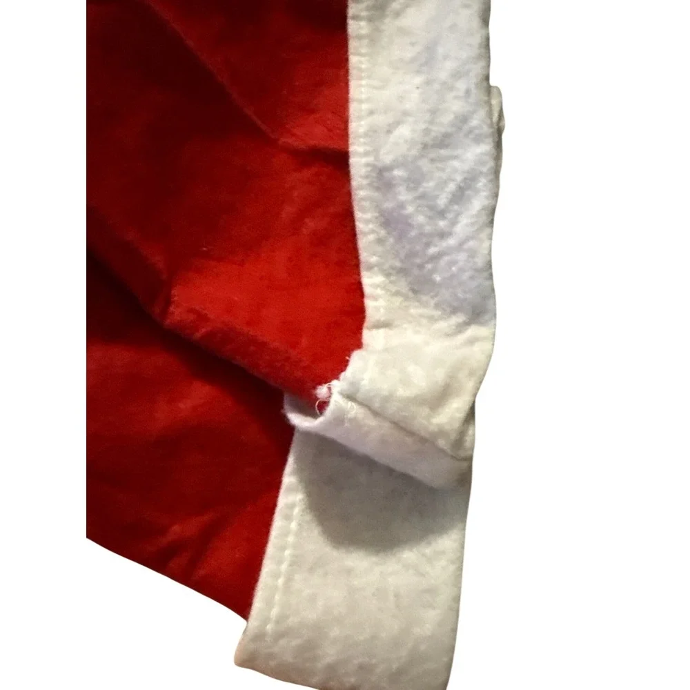 Set of 3 Red Plush Santa Hats White Faux Fur Trim Christmas Holiday Accessory